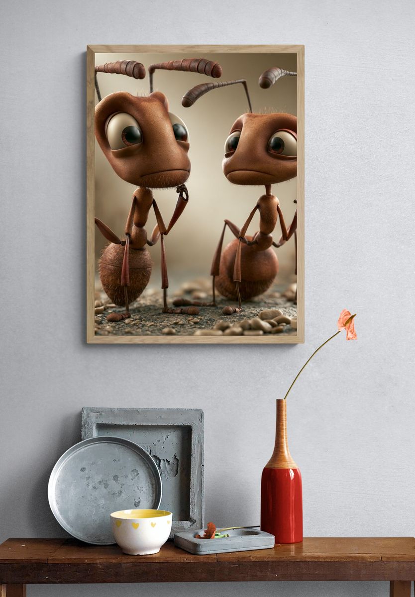 Cute Ant Duo Illustration Poster. — room view 3