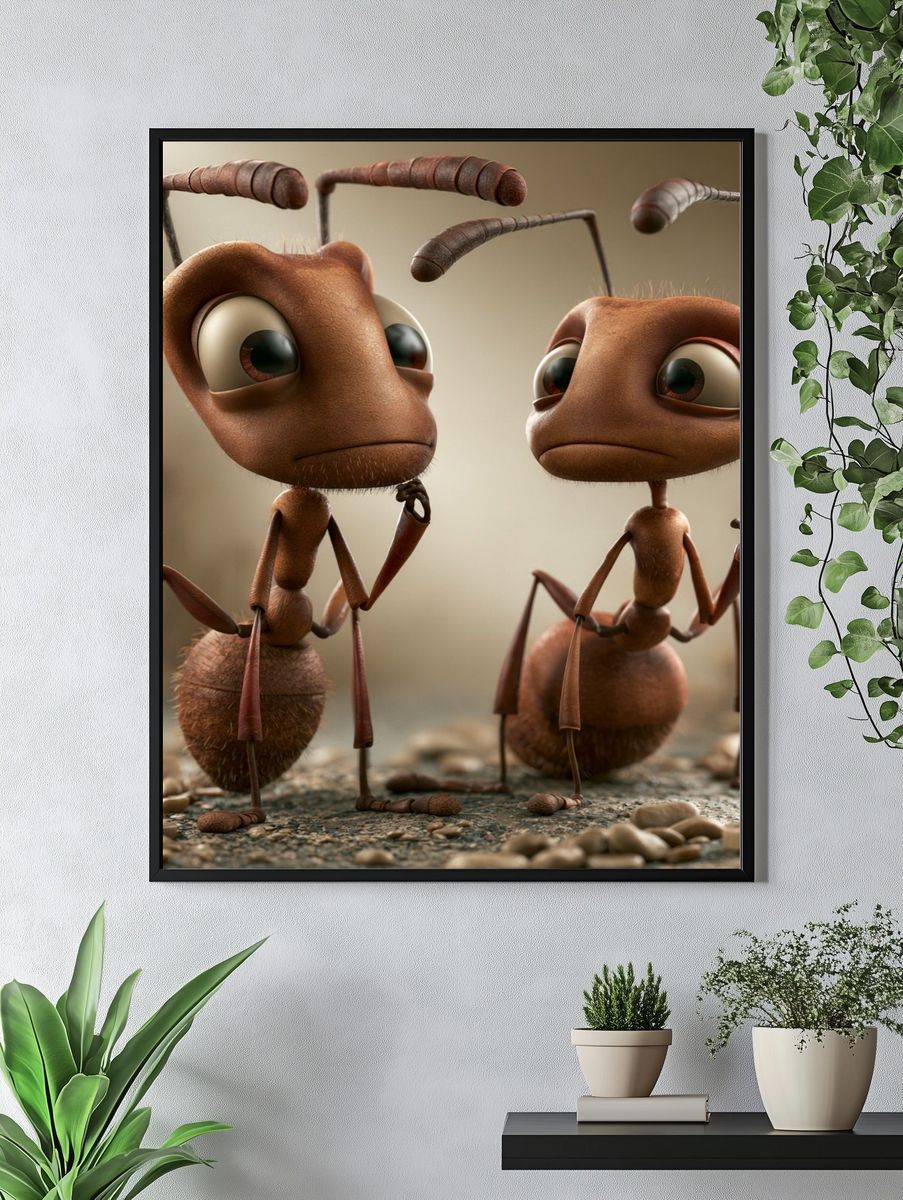 Cute Ant Duo Illustration Poster. — room view 4
