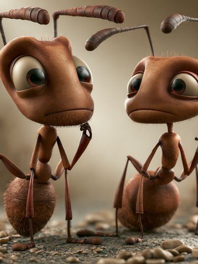 Cute Ant Duo Illustration Poster.