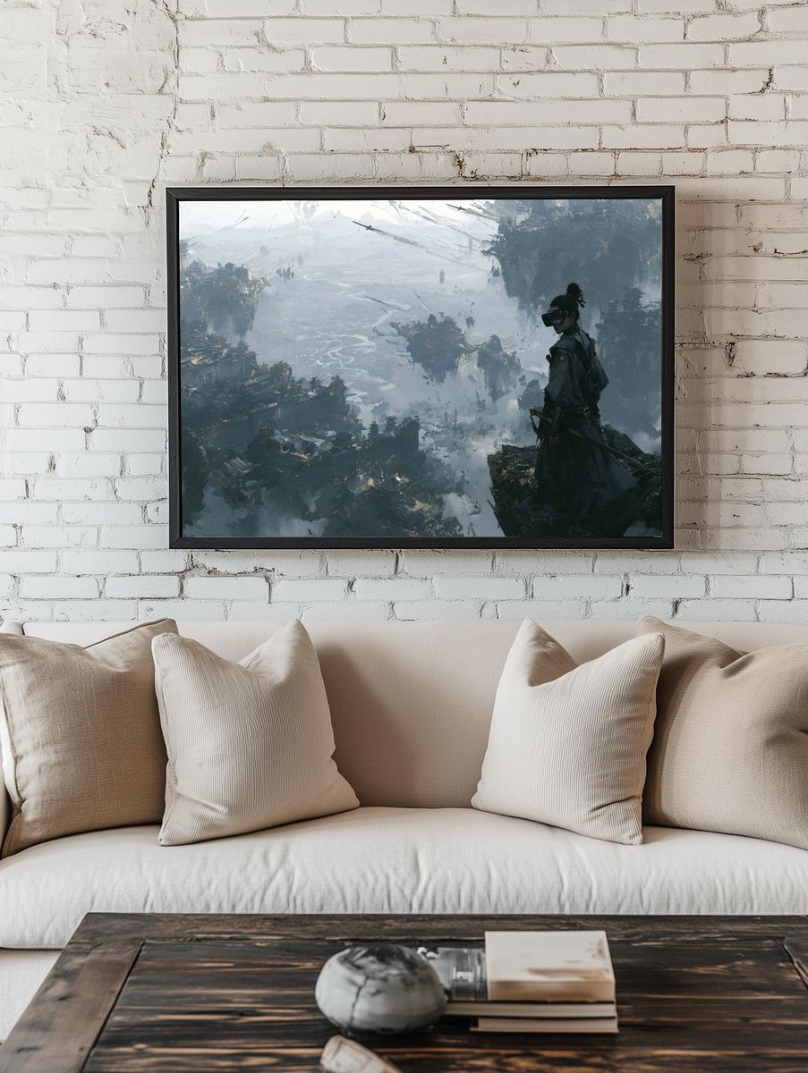 Floating Citadel Warrior Illustration Print. — room view 1