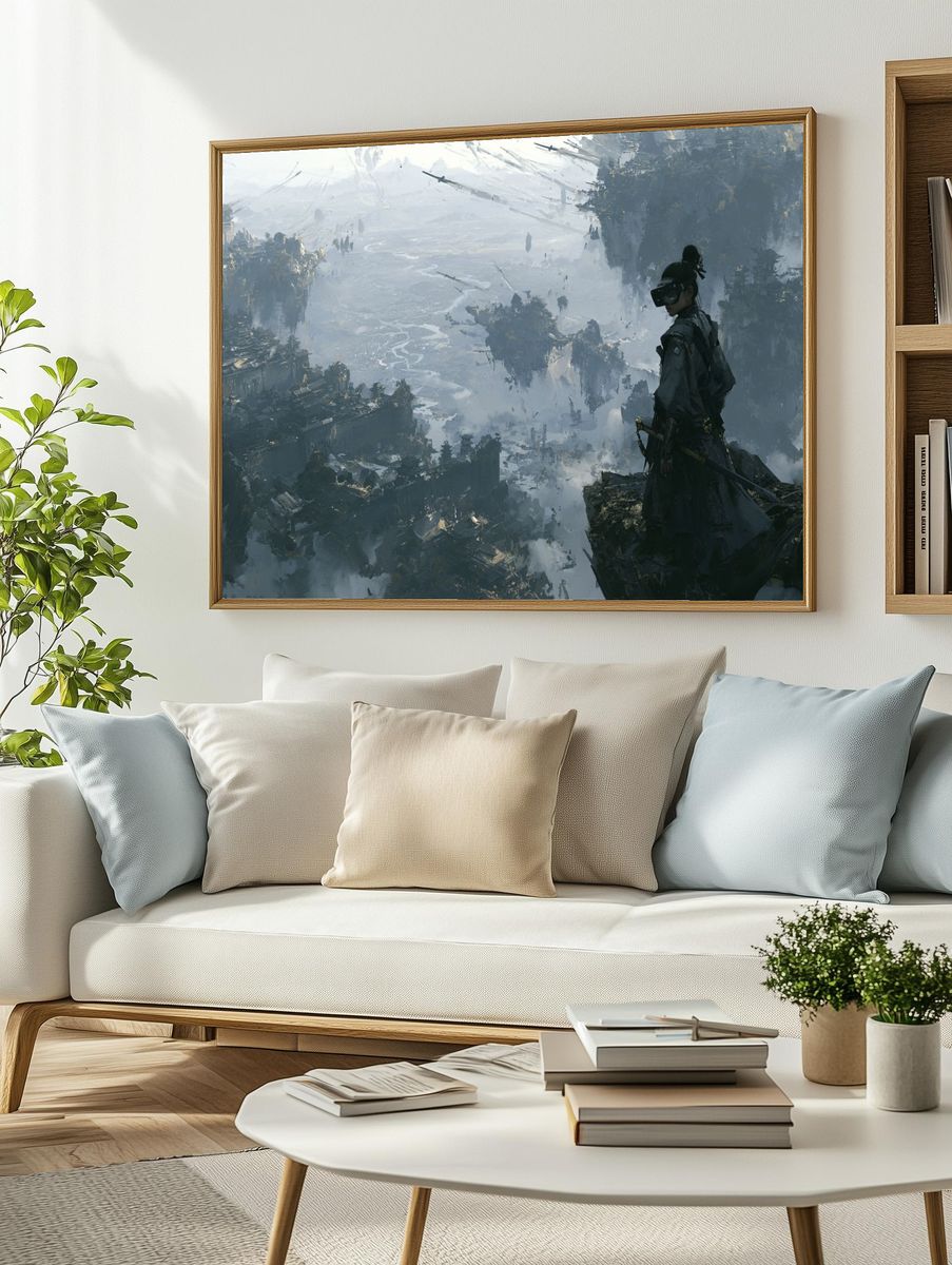 Floating Citadel Warrior Illustration Print. — room view 2