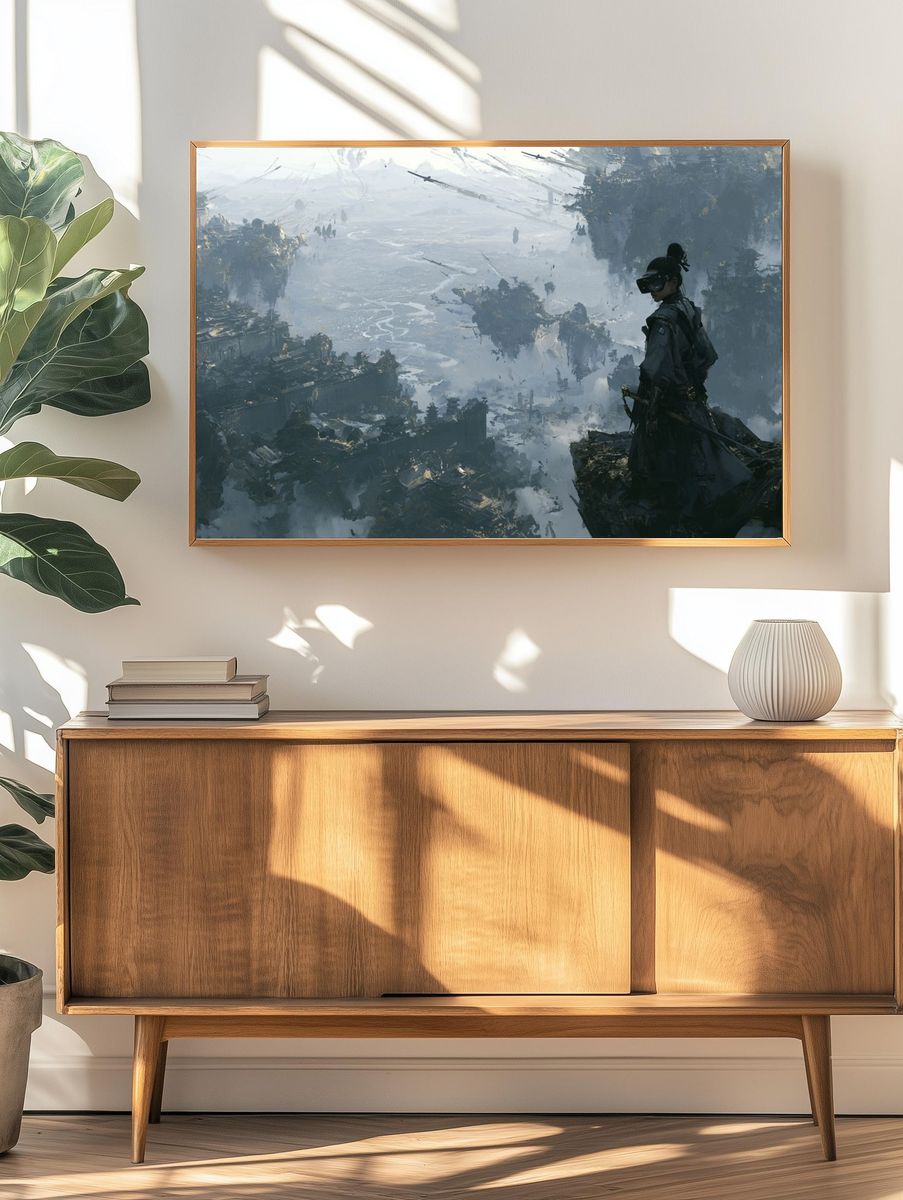 Floating Citadel Warrior Illustration Print. — room view 3