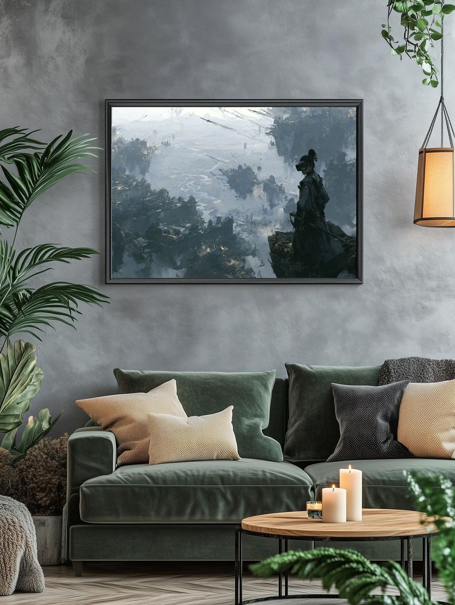 Floating Citadel Warrior Illustration Print. — room view 4
