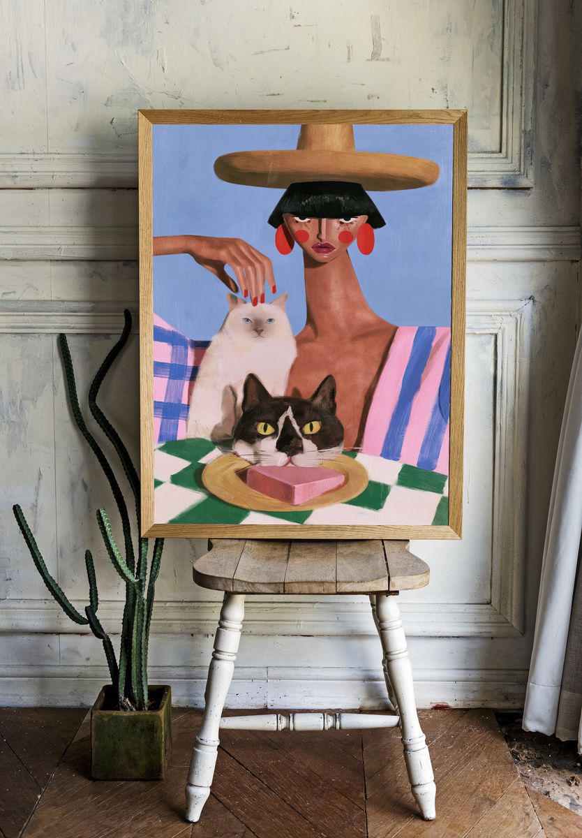 Fashion Cats Contemporary Print. room preview