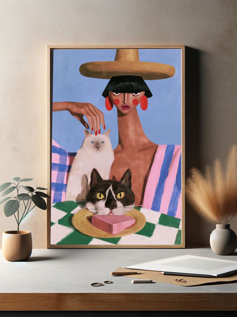 Fashion Cats Contemporary Print. — room view 2