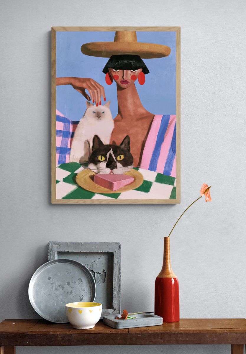 Fashion Cats Contemporary Print. — room view 3