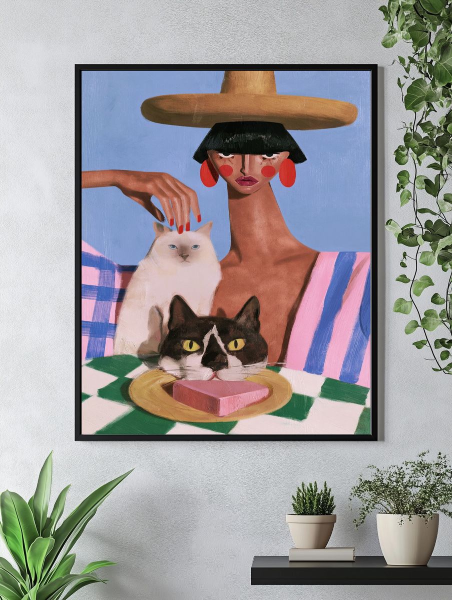 Fashion Cats Contemporary Print. — room view 4