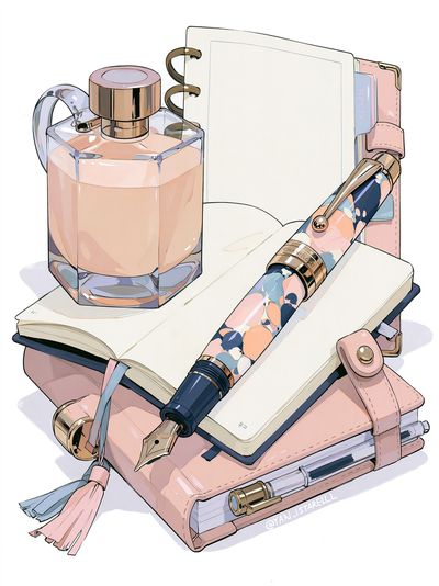 Pastel Stationery Still Life Poster.