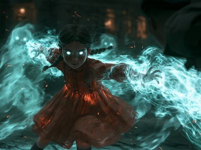 Ghostly Girl Magic Illustration Poster.