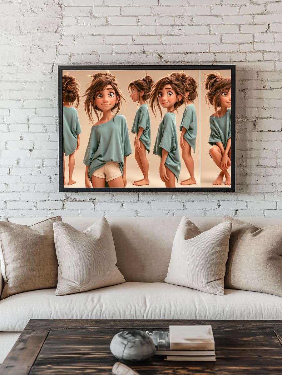 Whimsical Girl Character Illustration Poster. — room view 1