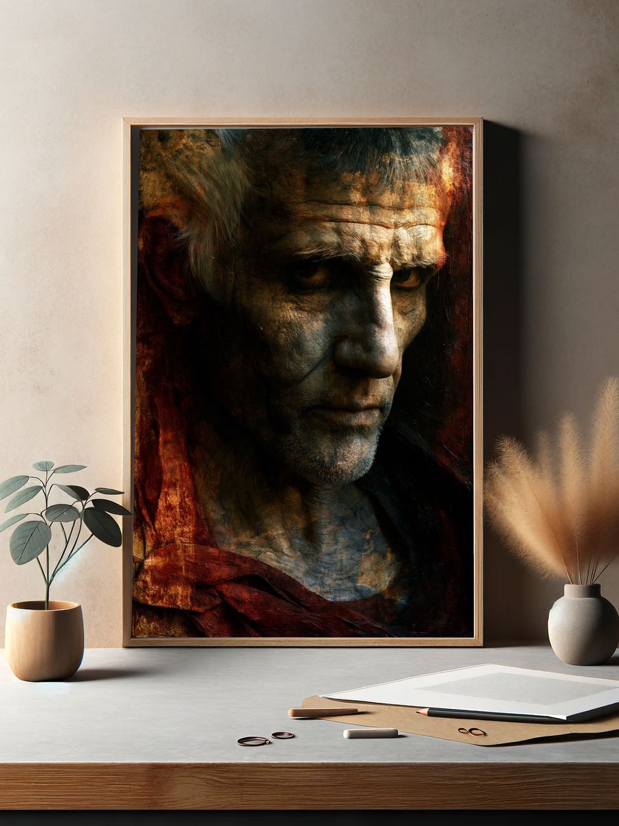 Ancient Warrior Portrait Print. — room view 2