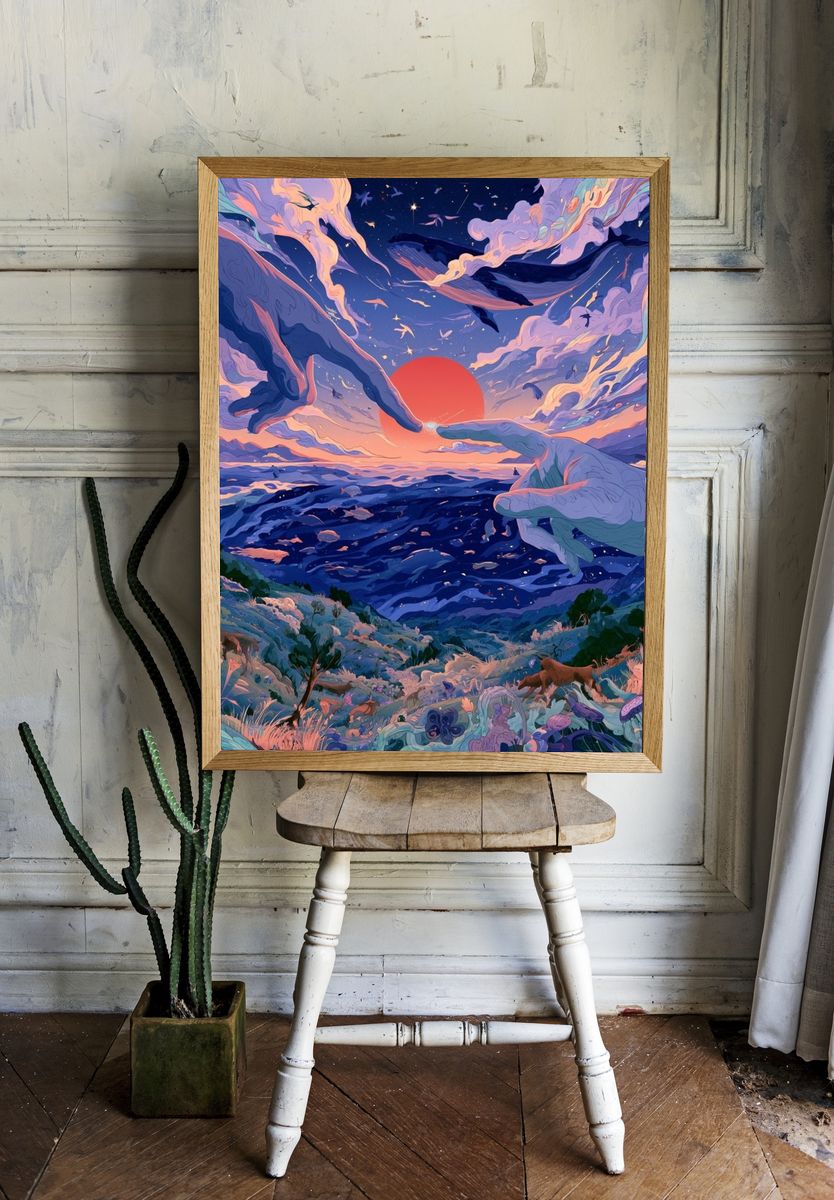 Surreal Sunset Seascape Print. — room view 1