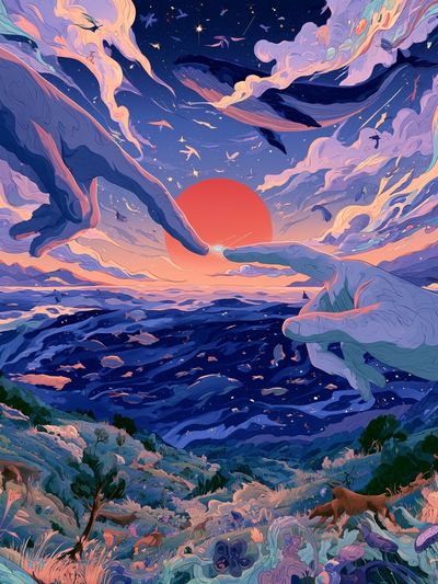 Surreal Sunset Seascape Print.