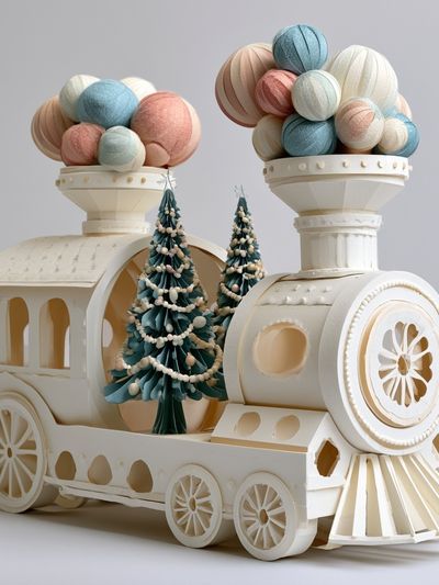 Whimsical Paper Train Illustration Poster. poster print