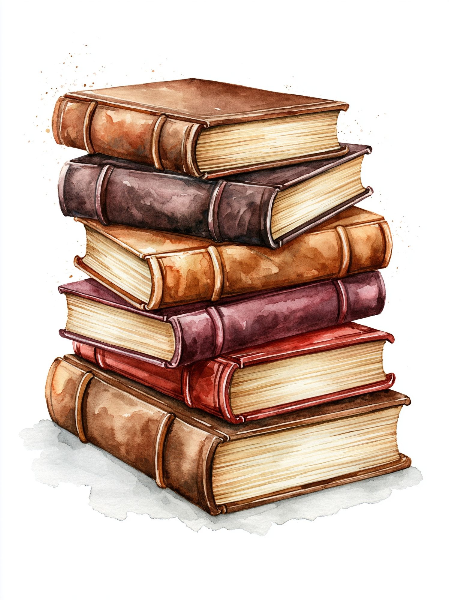Stacked Books Watercolor Poster. poster detail