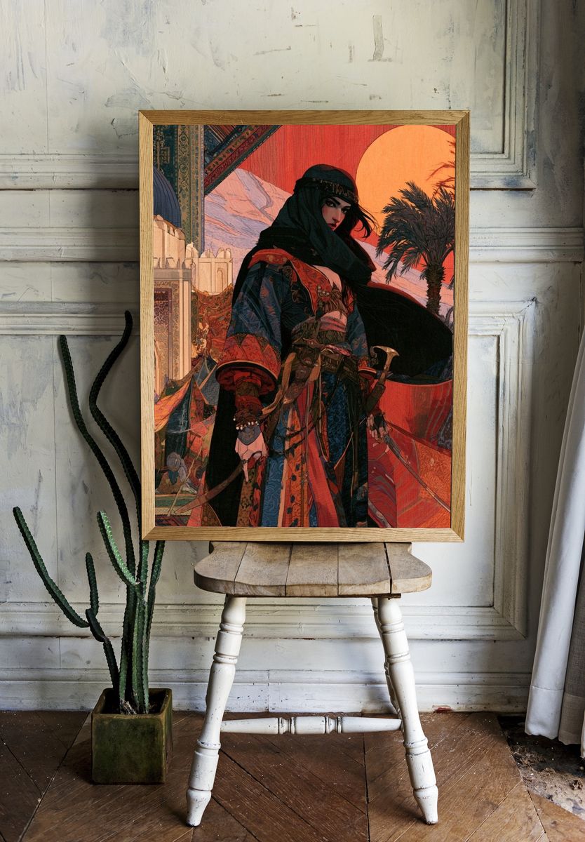 Desert Warrior Illustration Poster. room preview