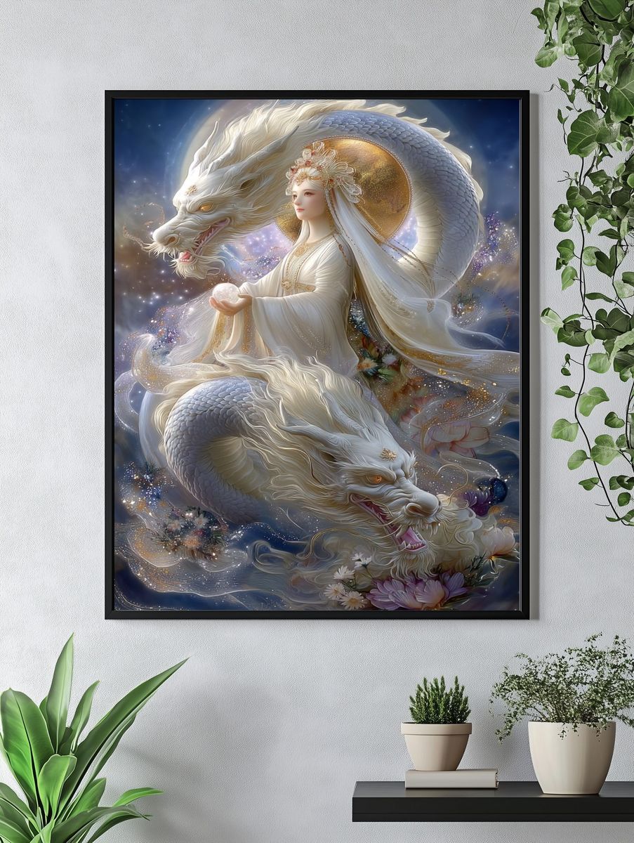 Celestial Dragon Goddess Illustration Poster. — room view 4