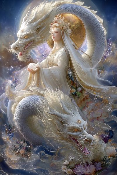 Celestial Dragon Goddess Illustration Poster. poster