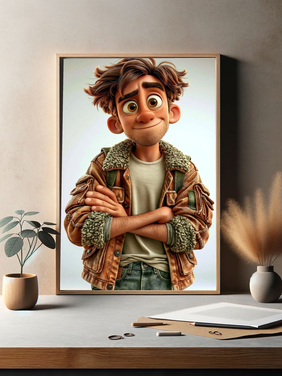 Animated Boy Portrait Print. — room view 2