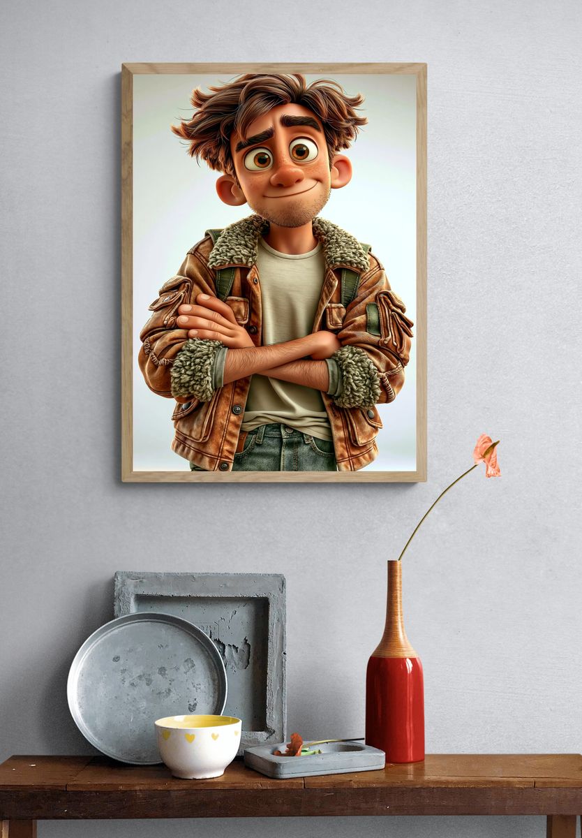 Animated Boy Portrait Print. — room view 3