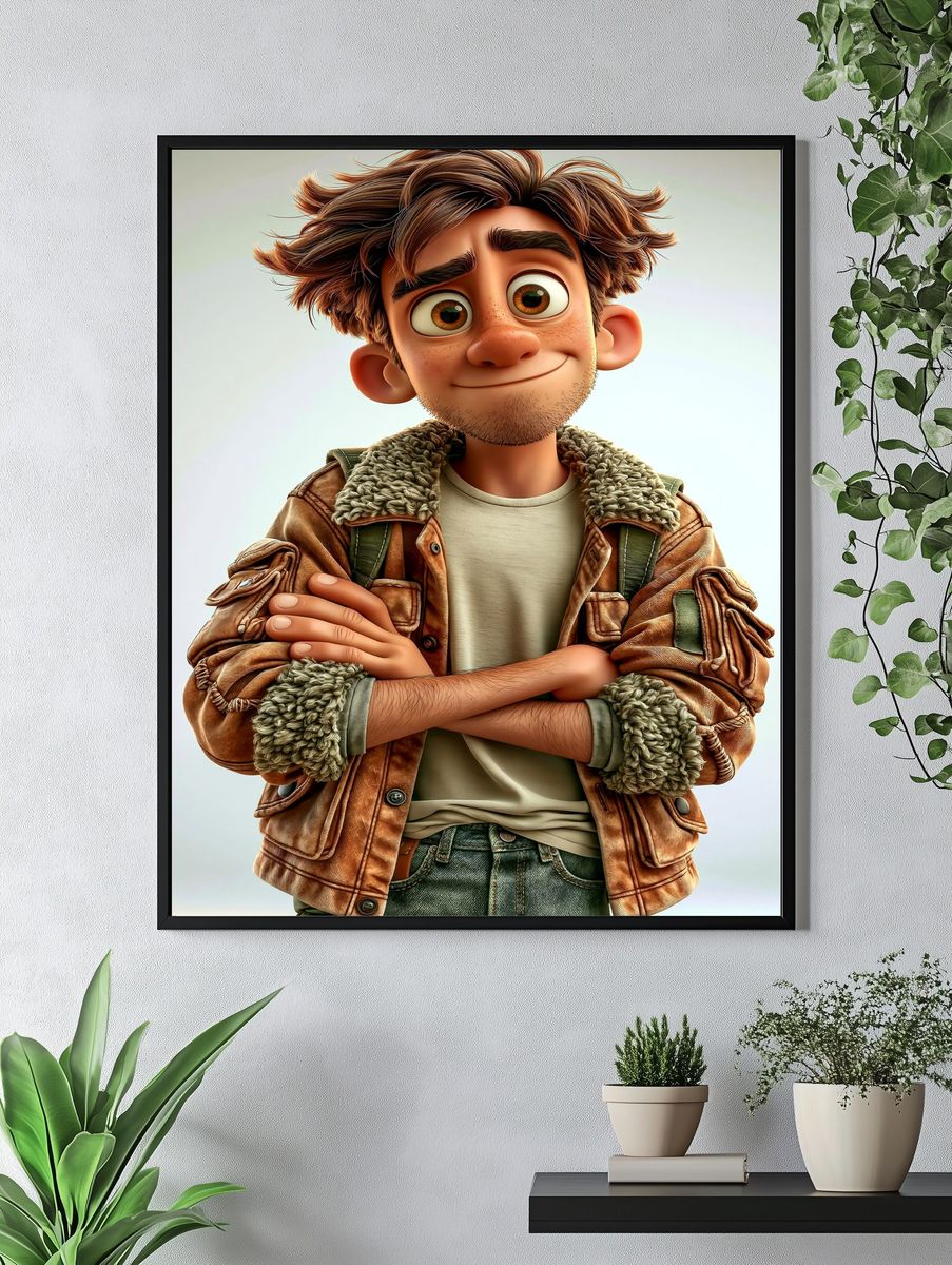 Animated Boy Portrait Print. — room view 4