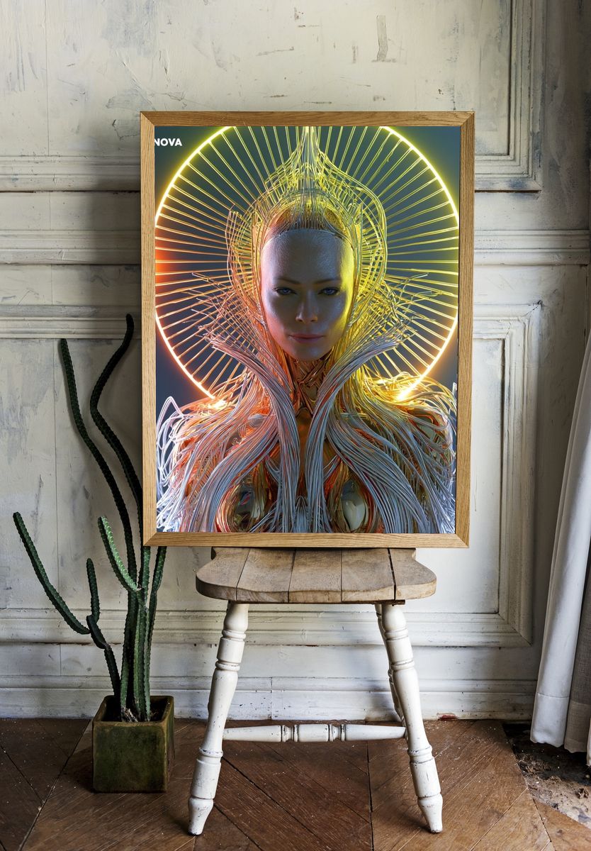 Supernova Futuristic Portrait Poster. room preview