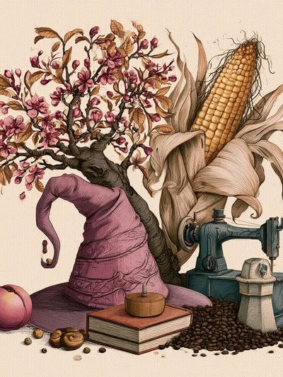 Surreal Harvest Still Life Print.