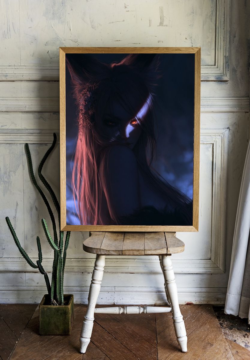 Dark Fantasy Fox Spirit Poster. — room view 1
