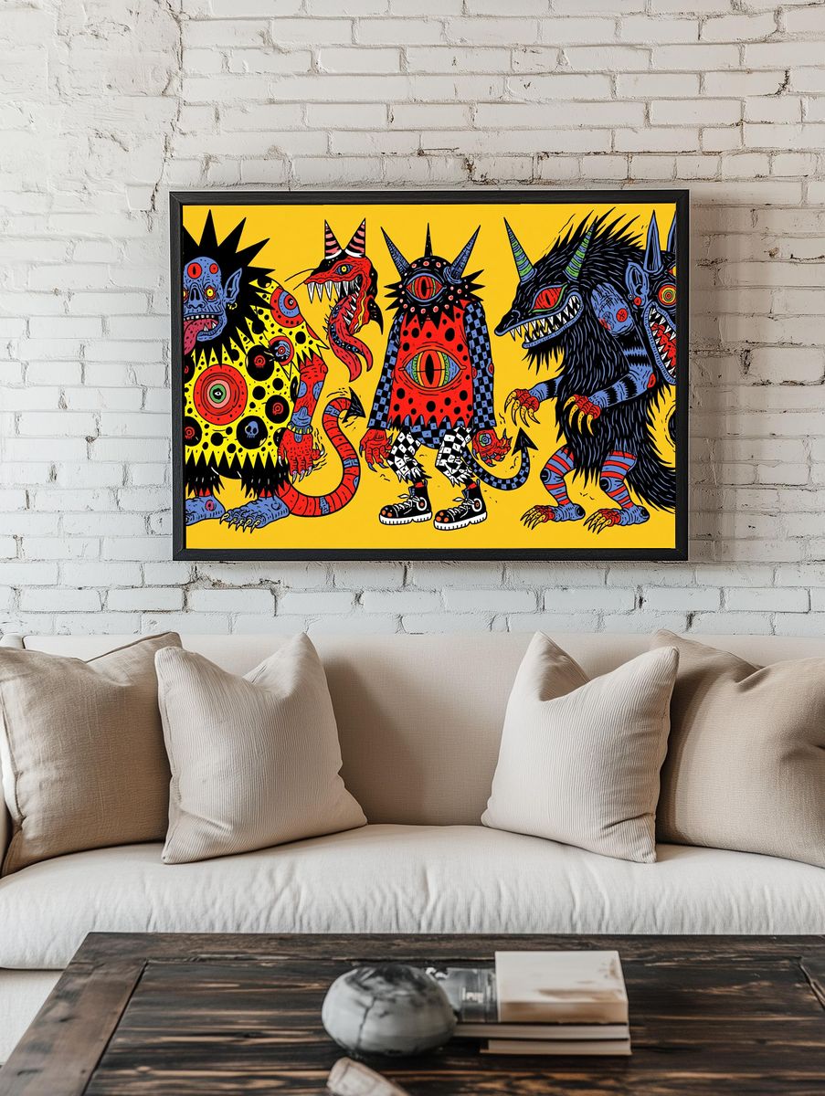 Psychedelic Monster Trio Poster. room preview