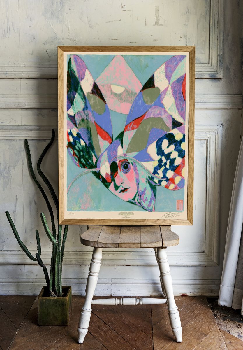 Abstract Bird Collage Poster. — room view 1