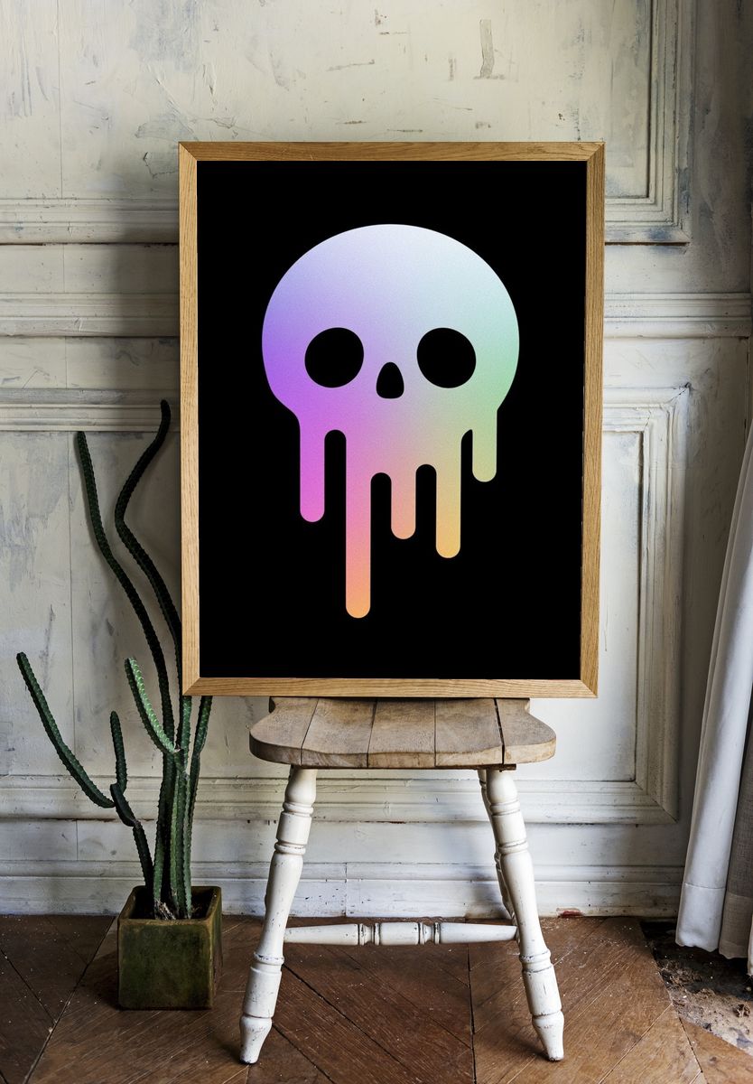 Pastel Skull Illustration Poster. room preview