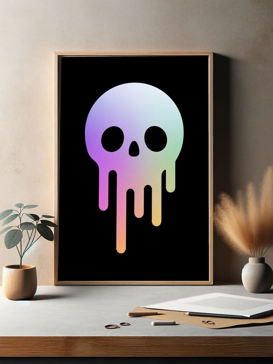 Pastel Skull Illustration Poster. — room view 2