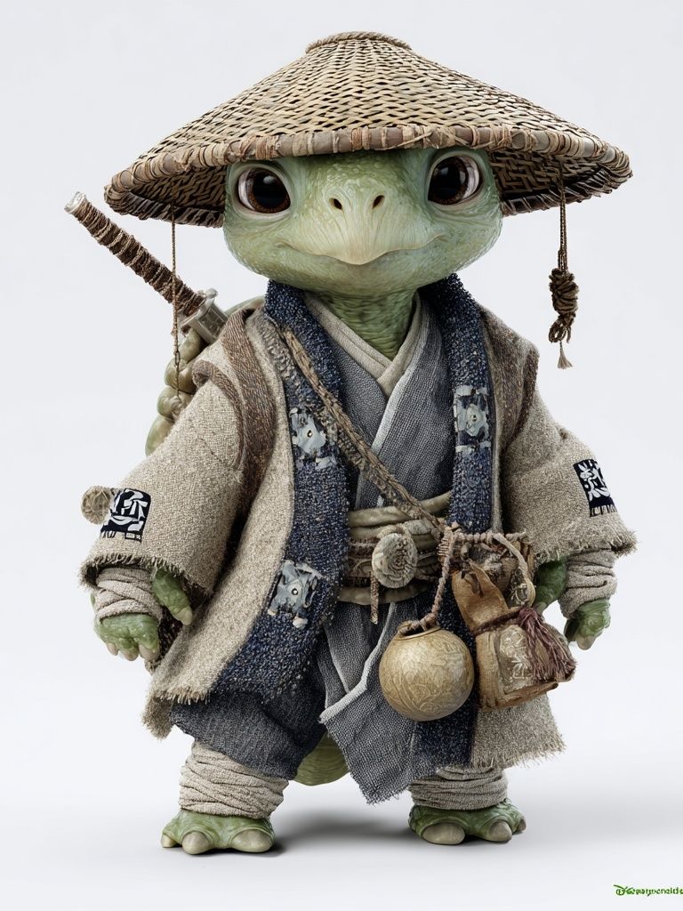 Samurai Turtle Character Print. poster — illustration art