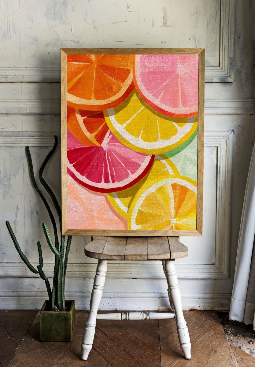 Citrus Slices Colorful Poster. — room view 1