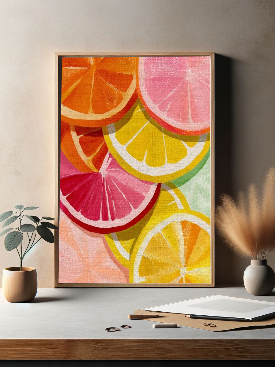 Citrus Slices Colorful Poster. — room view 2