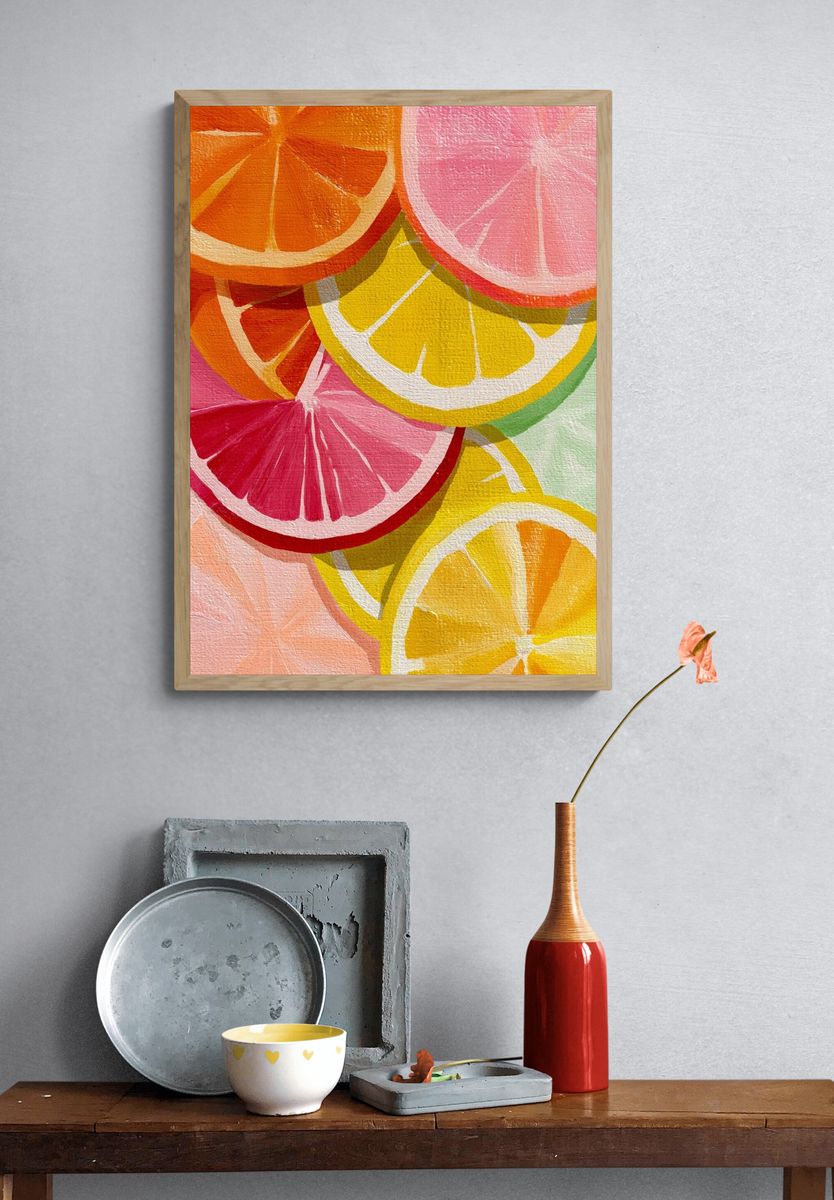 Citrus Slices Colorful Poster. — room view 3