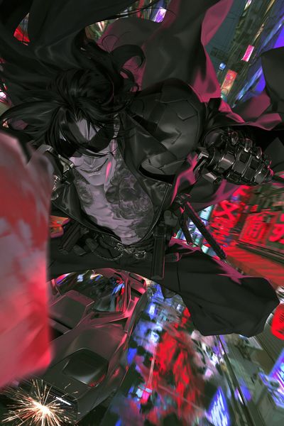 Cyberpunk Warrior Action Poster.