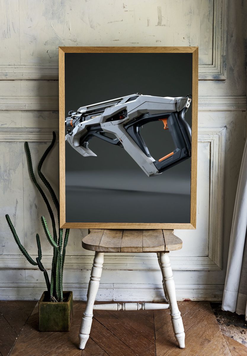Futuristic Sci-Fi Blaster Poster. — room view 1