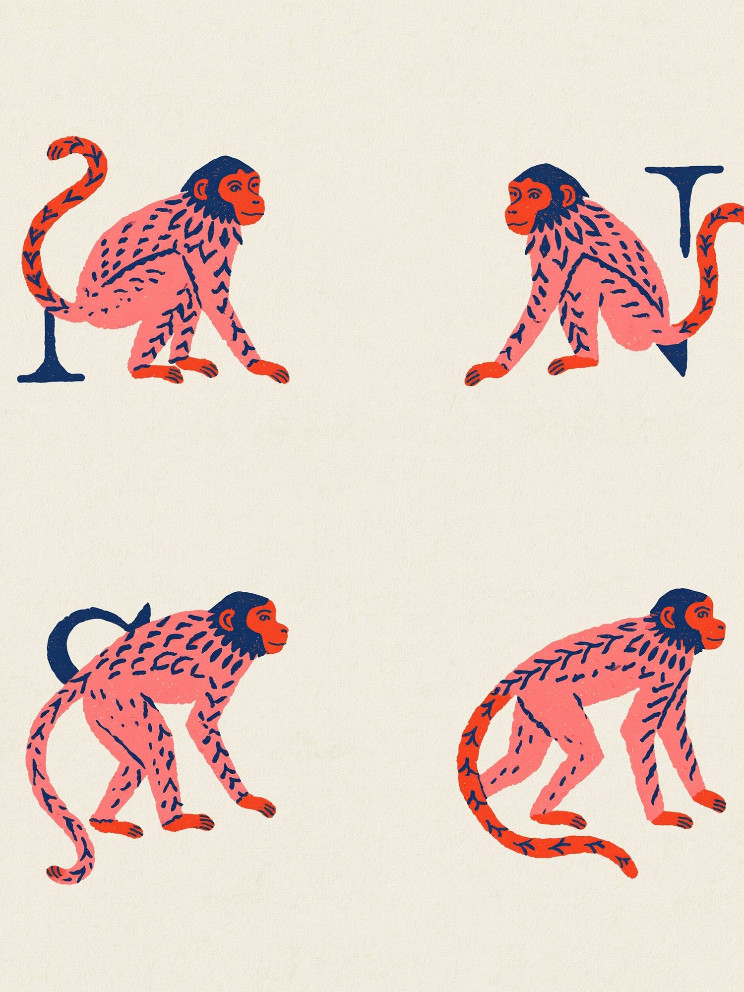 Monkey Zodiac Illustration Poster. poster detail