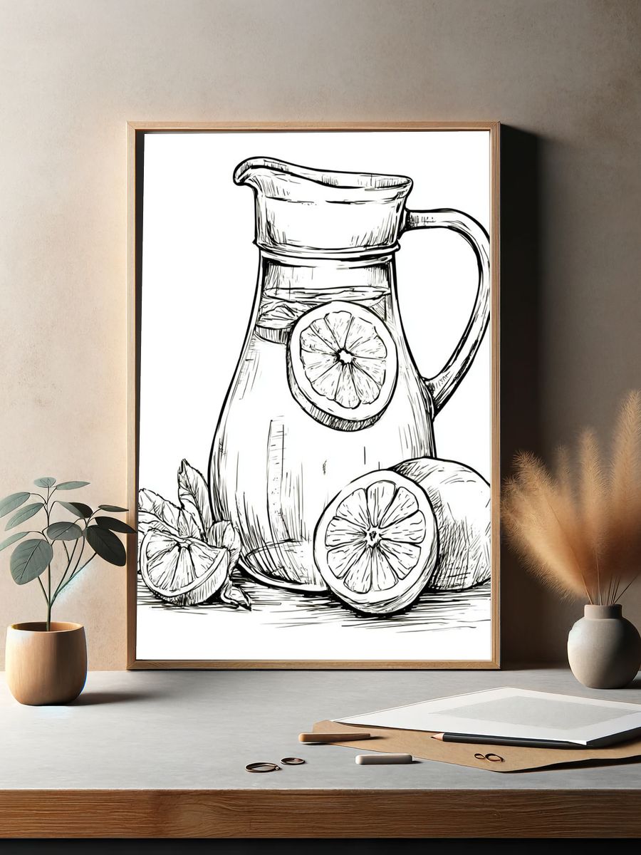 Lemon Pitcher Still Life Print. — room view 2