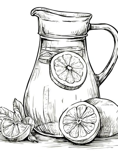 Lemon Pitcher Still Life Print. poster