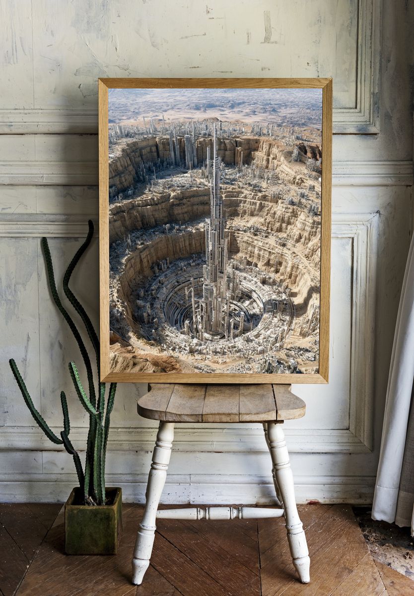 Futuristic Desert Megacity Print. room preview