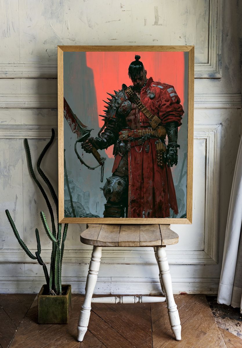 Samurai Warrior Digital Art Poster. room preview