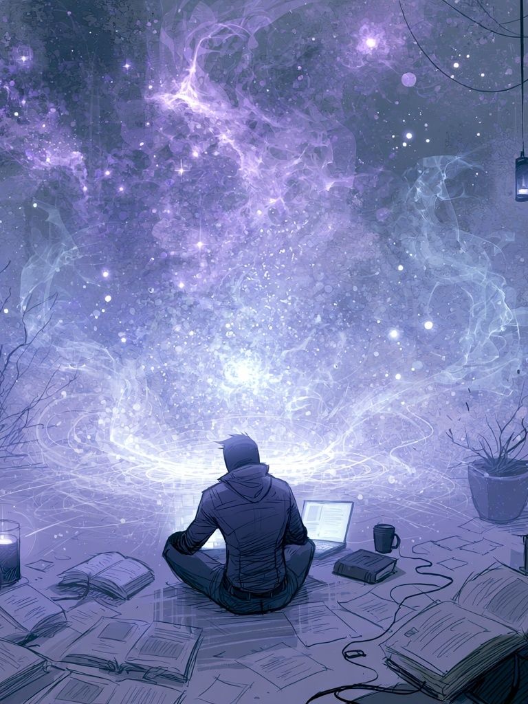 Cosmic Study Room Digital Art Poster. poster — illustration art