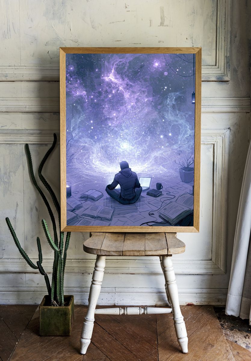 Cosmic Study Room Digital Art Poster. room preview