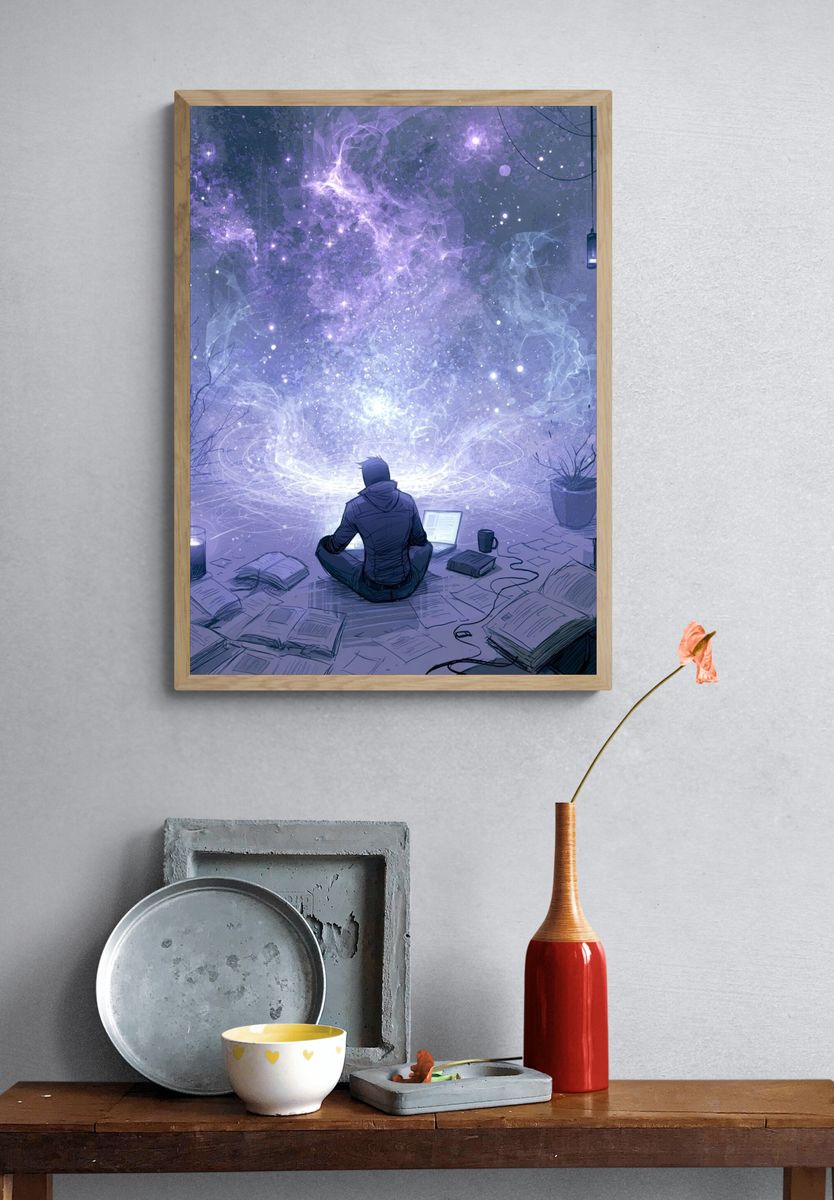 Cosmic Study Room Digital Art Poster. — room view 3