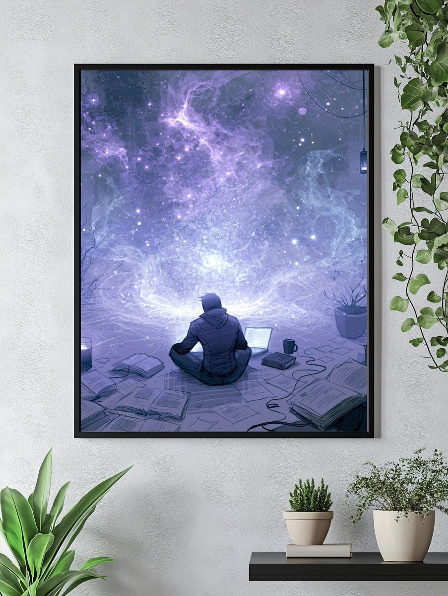 Cosmic Study Room Digital Art Poster. — room view 4