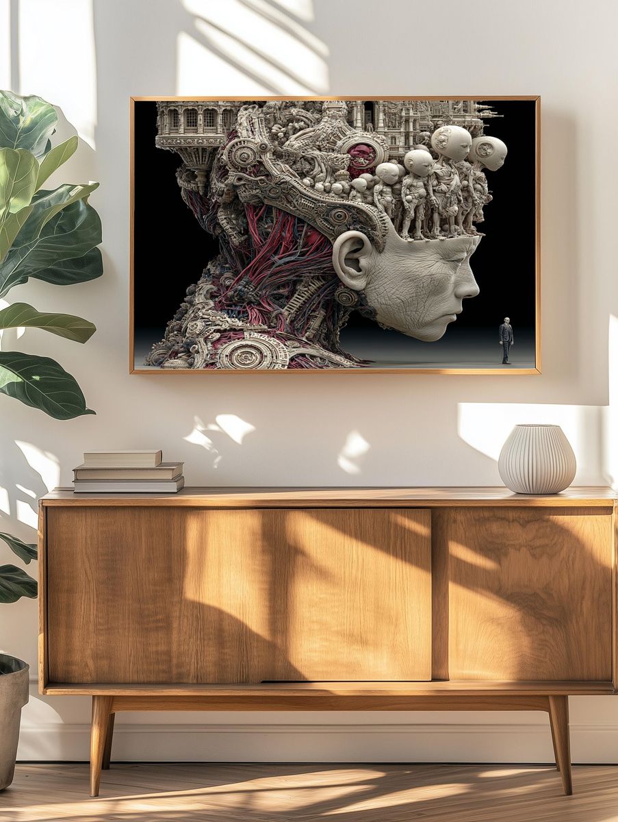 Surreal Giant Head Illustration Poster. — room view 3