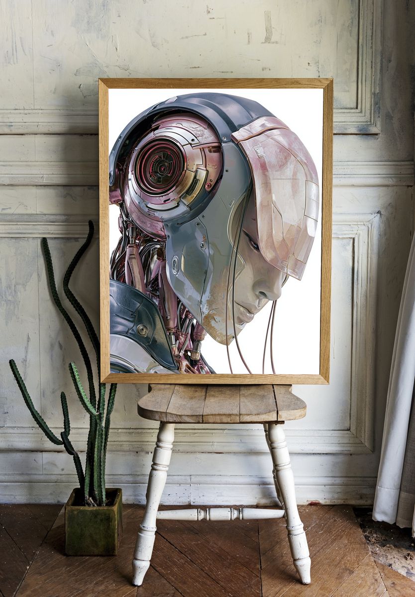 Cybernetic Portrait — Illustration Print. room preview