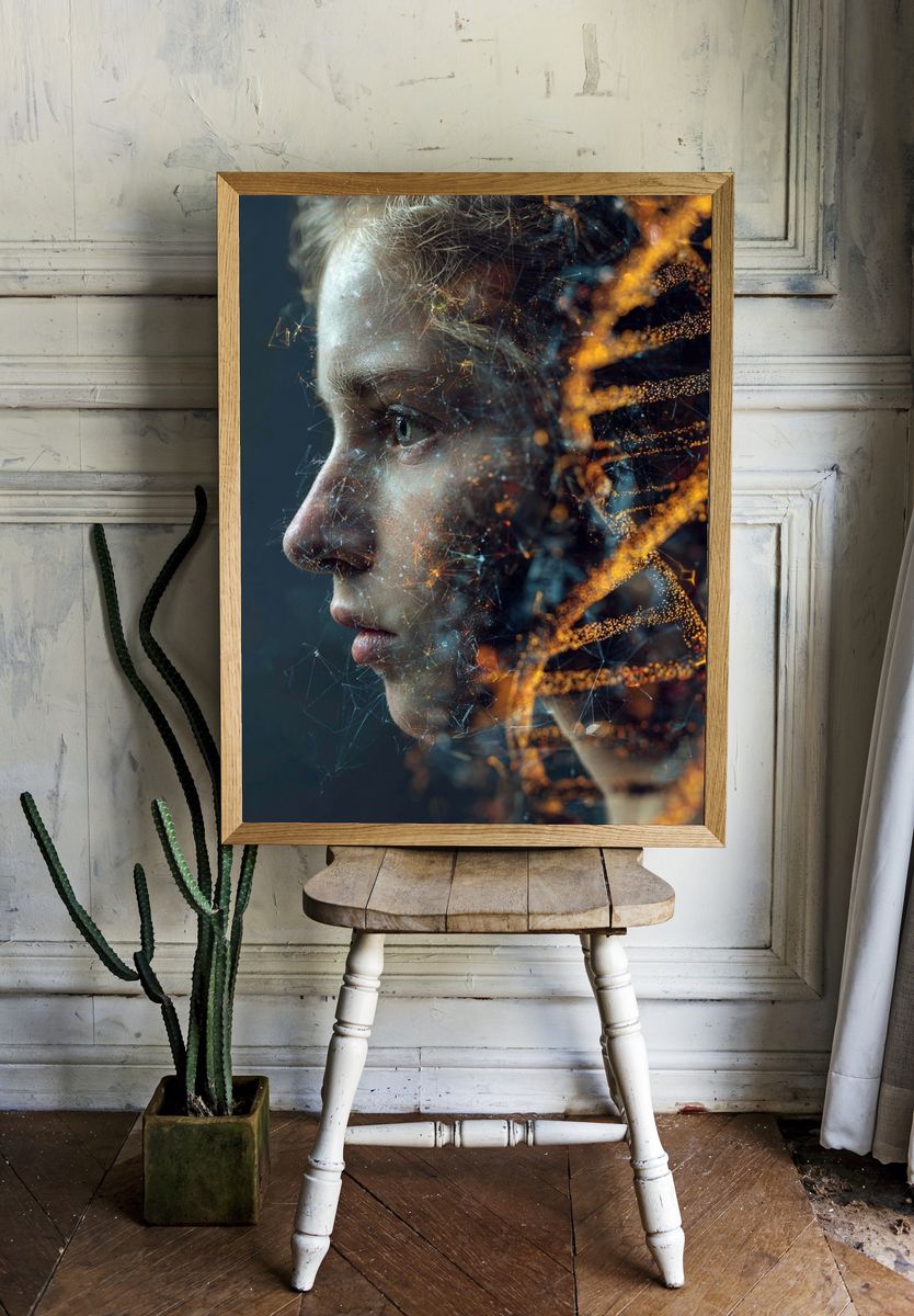 Digital Human Profile Illustration Poster. room preview
